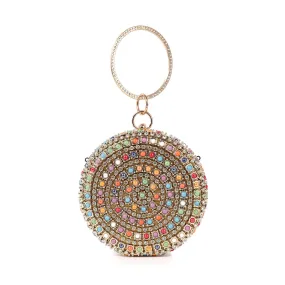 Circular Colorful Rhinestone Evening Bag