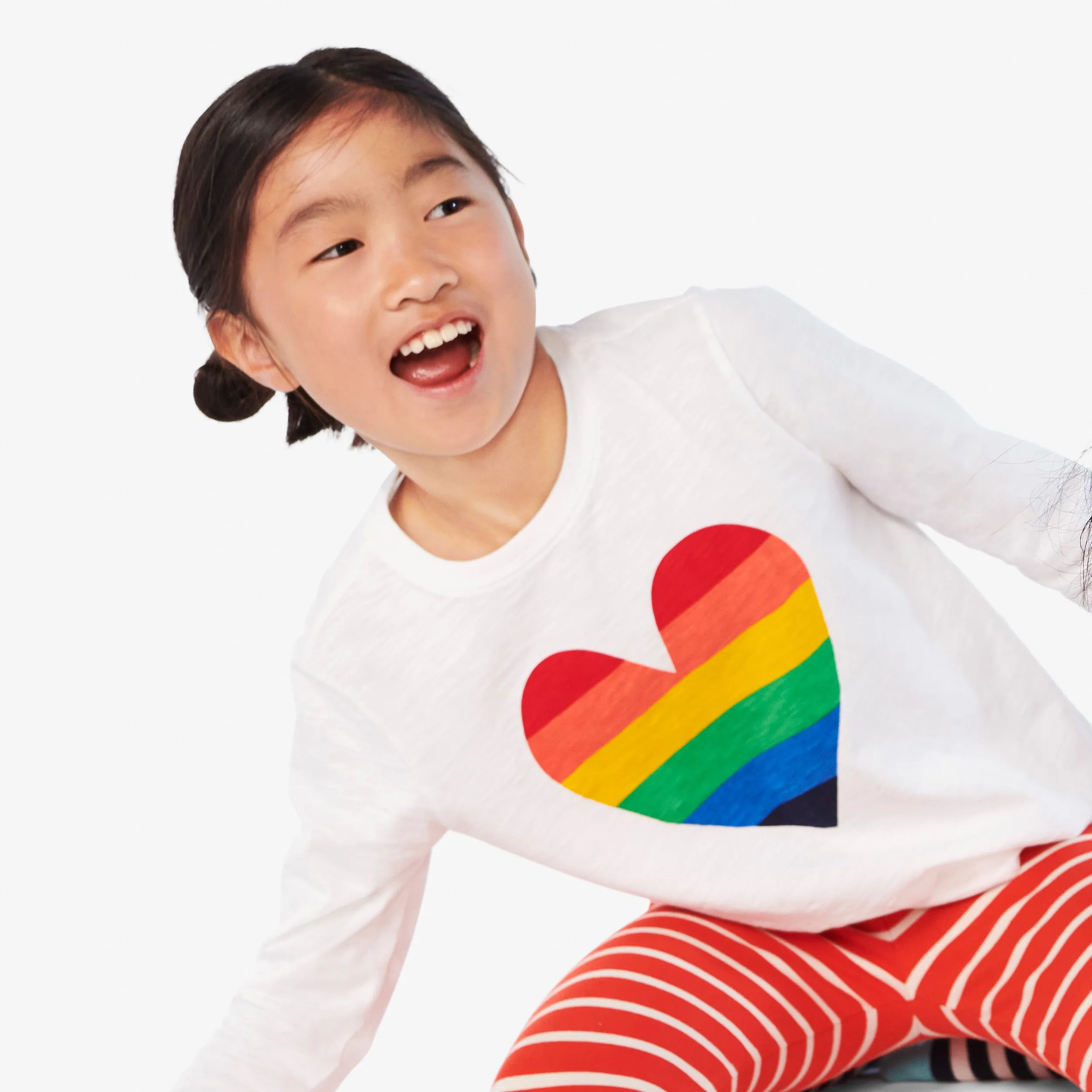 Clearance long sleeve rainbow heart tee