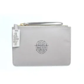 Clutch Bag With Handle & Embossed Text "Angela"