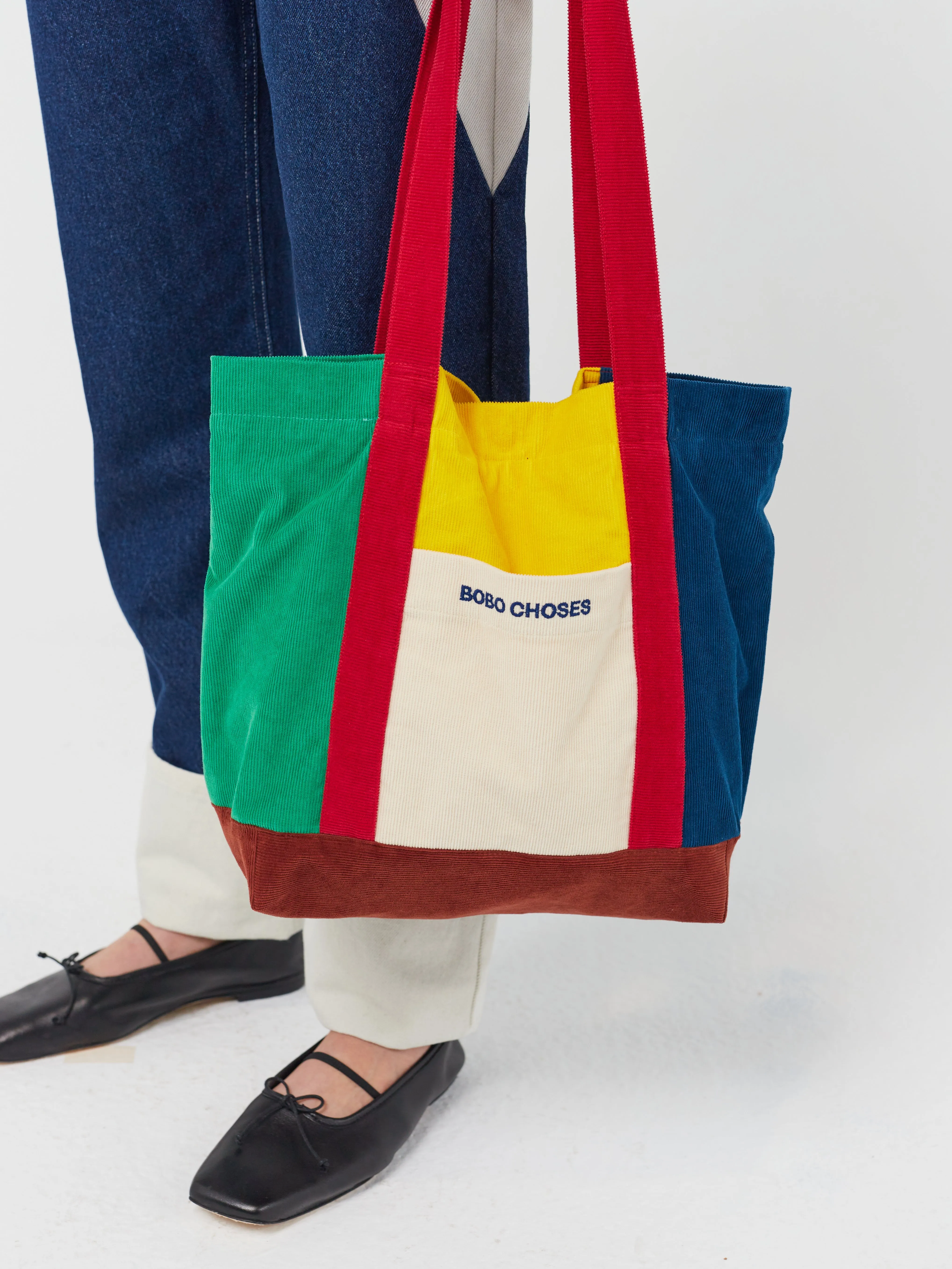 Color squares corduroy bag