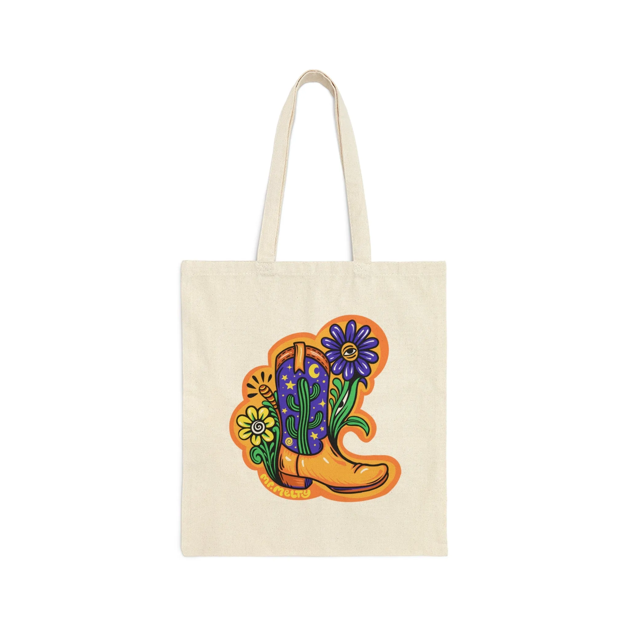 Cotton Canvas Tote Bag - Cowboy Bootz