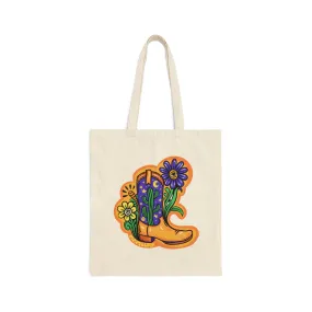 Cotton Canvas Tote Bag - Cowboy Bootz