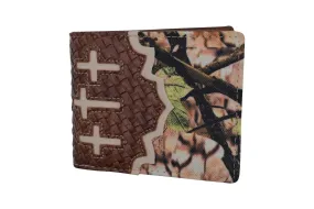 Cowboy Mens Wallet Western Bifold Style Cross Camo Brown W048-CAMO-BR (C)