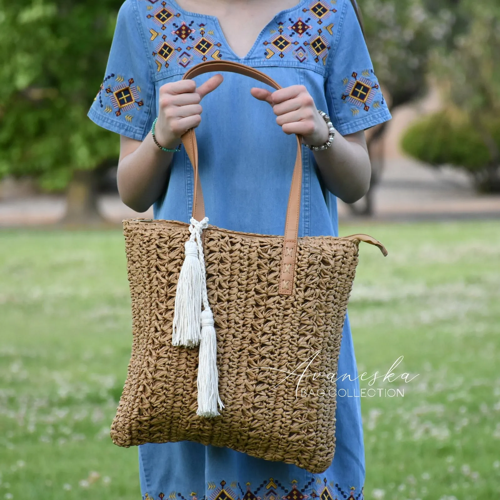 Crochet Raffia Straw Summer Bag | CECILIA