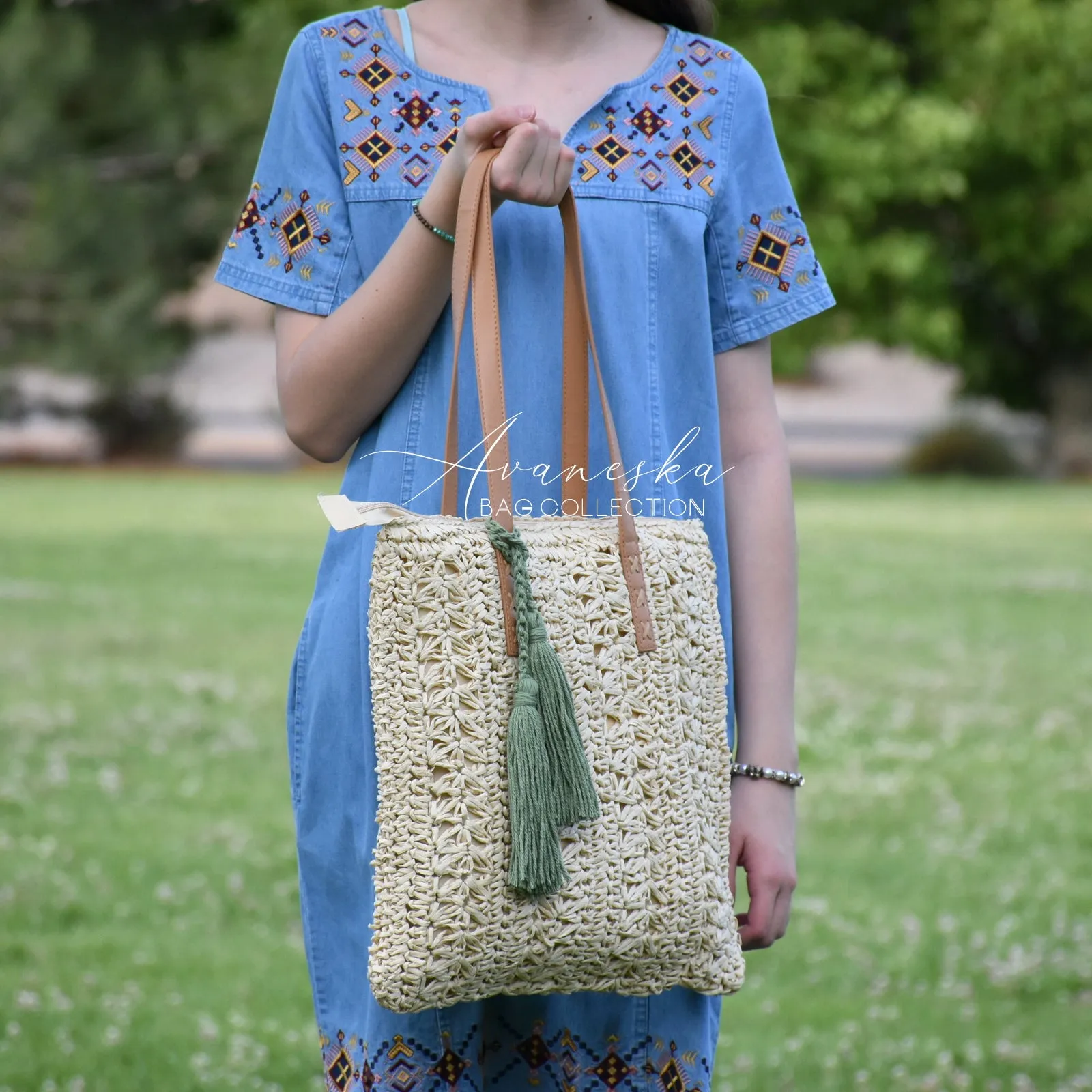 Crochet Raffia Straw Summer Bag | CECILIA