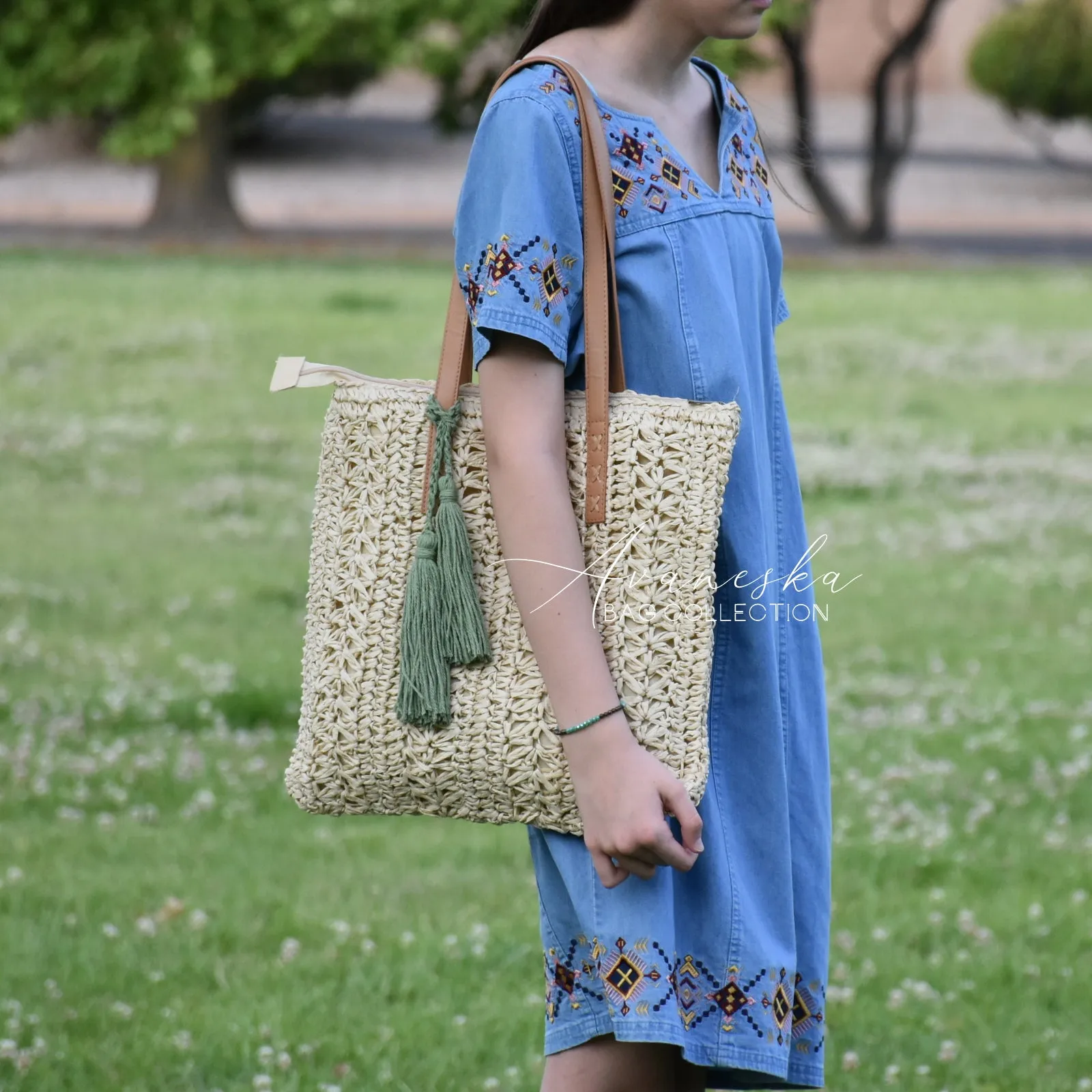 Crochet Raffia Straw Summer Bag | CECILIA