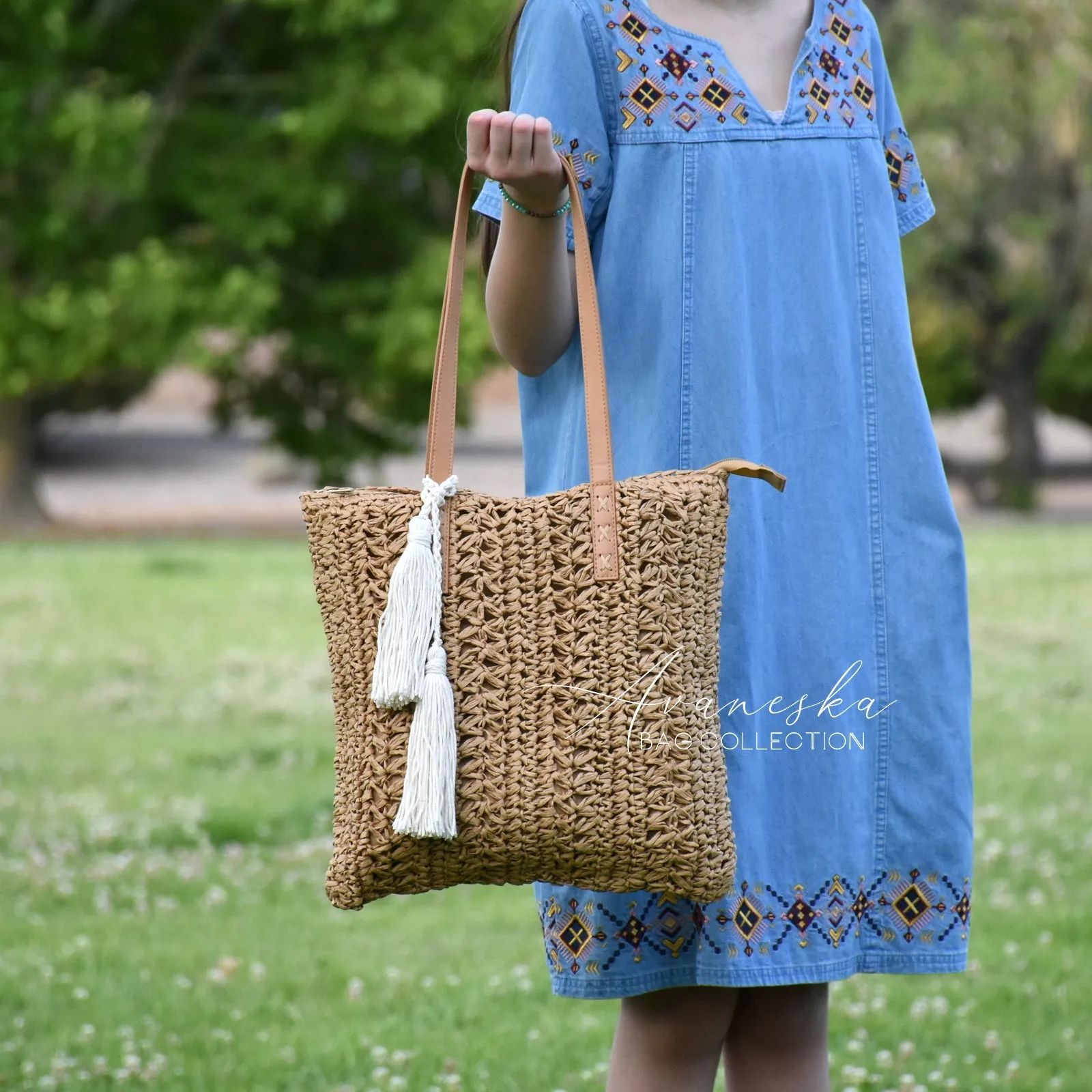 Crochet Raffia Straw Summer Bag | CECILIA