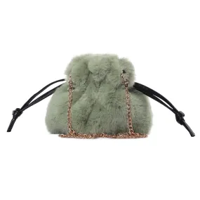 Crossbody Bags for Women Faux Fur Drawstring Satchel Purses and Handbags Fluffy Shoulder Bag for Girls