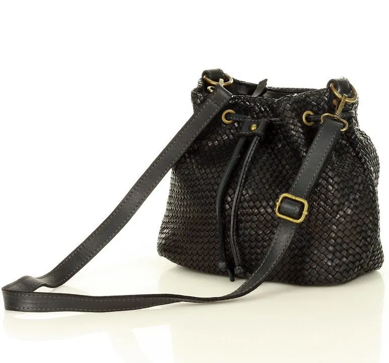 CUPIDO XL● Damen Bucket Bag aus weichem geflochten Leder