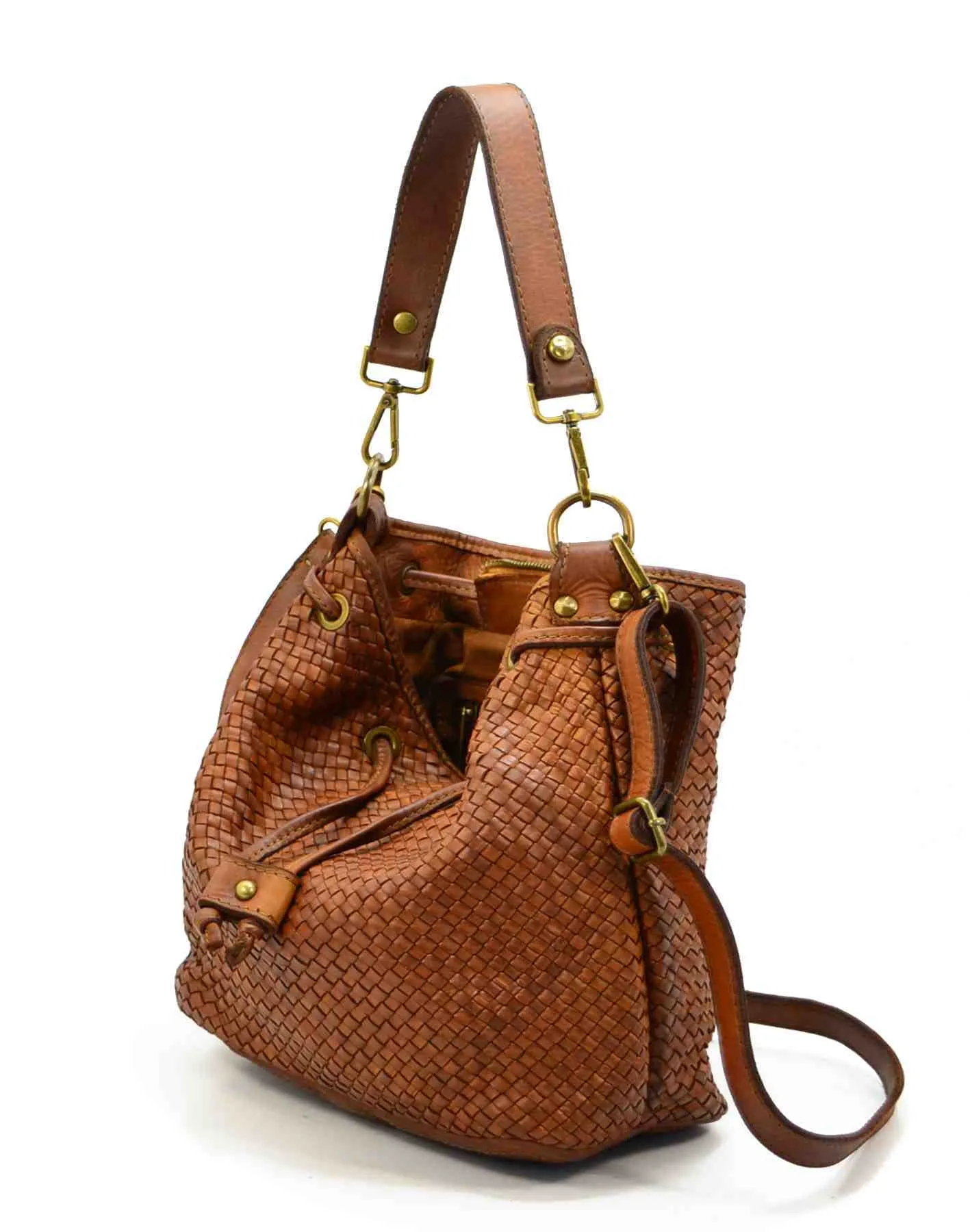 CUPIDO XL● Damen Bucket Bag aus weichem geflochten Leder