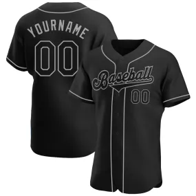 Custom Black Black-Gray Authentic Baseball Jersey