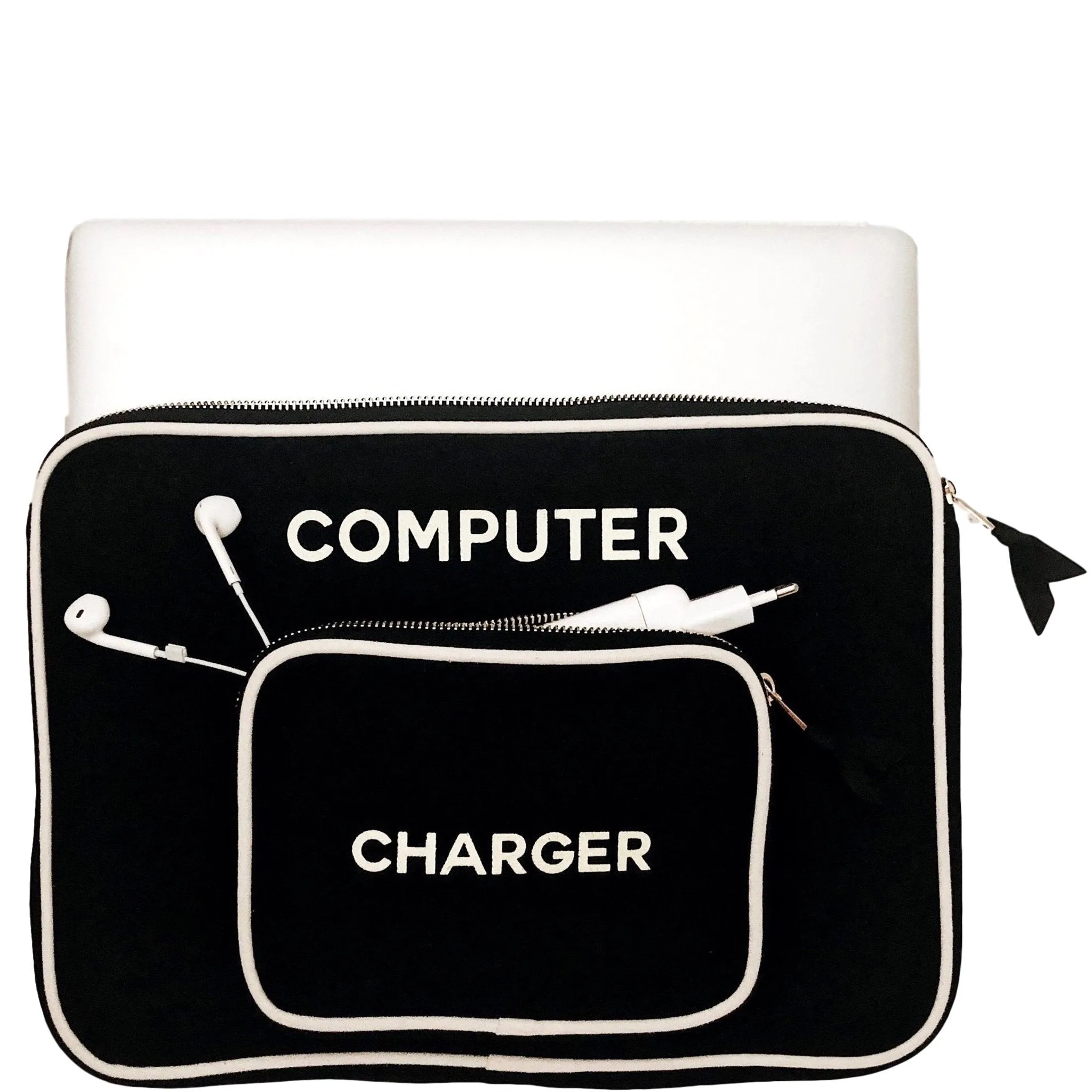 CUSTOM Laptop Sleeve Case with Charger Pocket Large, Black