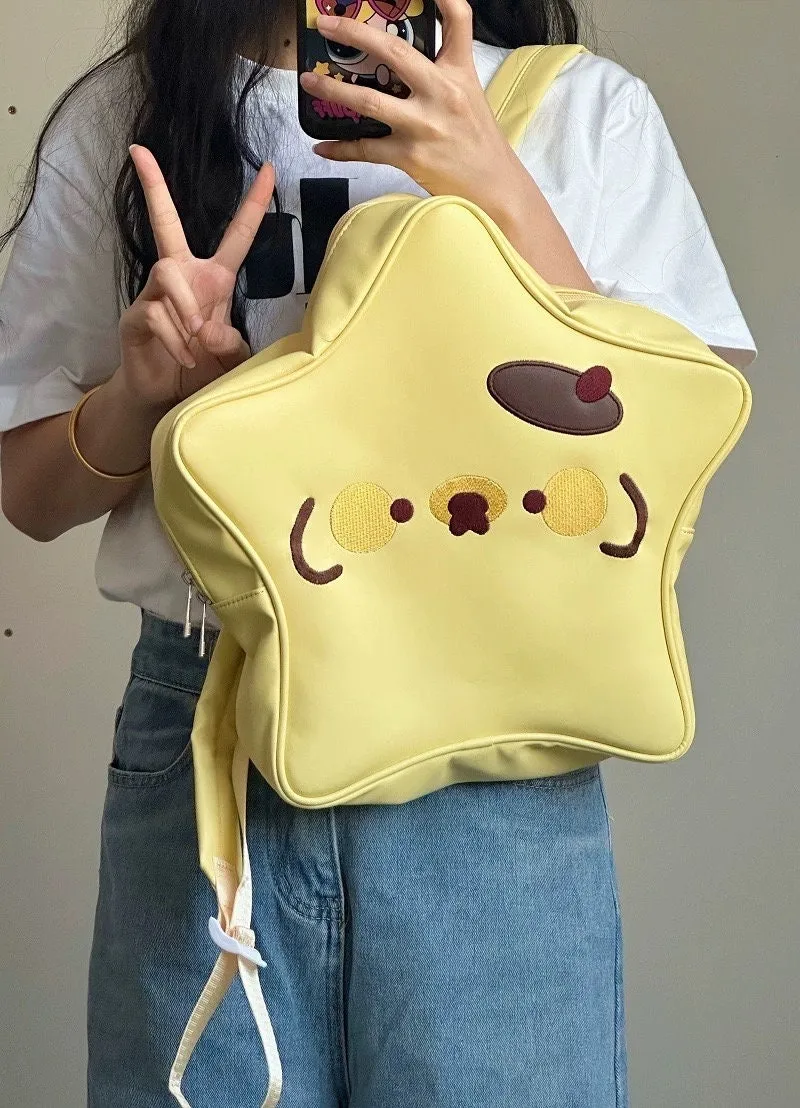 Cute KITTY White Backpack, Star Shaped Design Leather Backpack for Women, Sanrio Kitty Kawaii Bag for Girls, Oversized Backpack