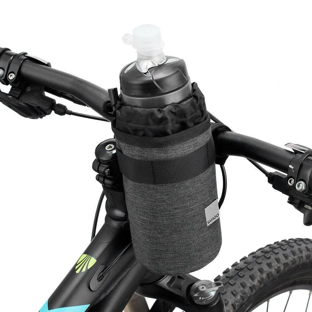 Cycling Insulated Water Bottle Pouch Drawstring Water Bottle Bag Bike Handlebar Bag