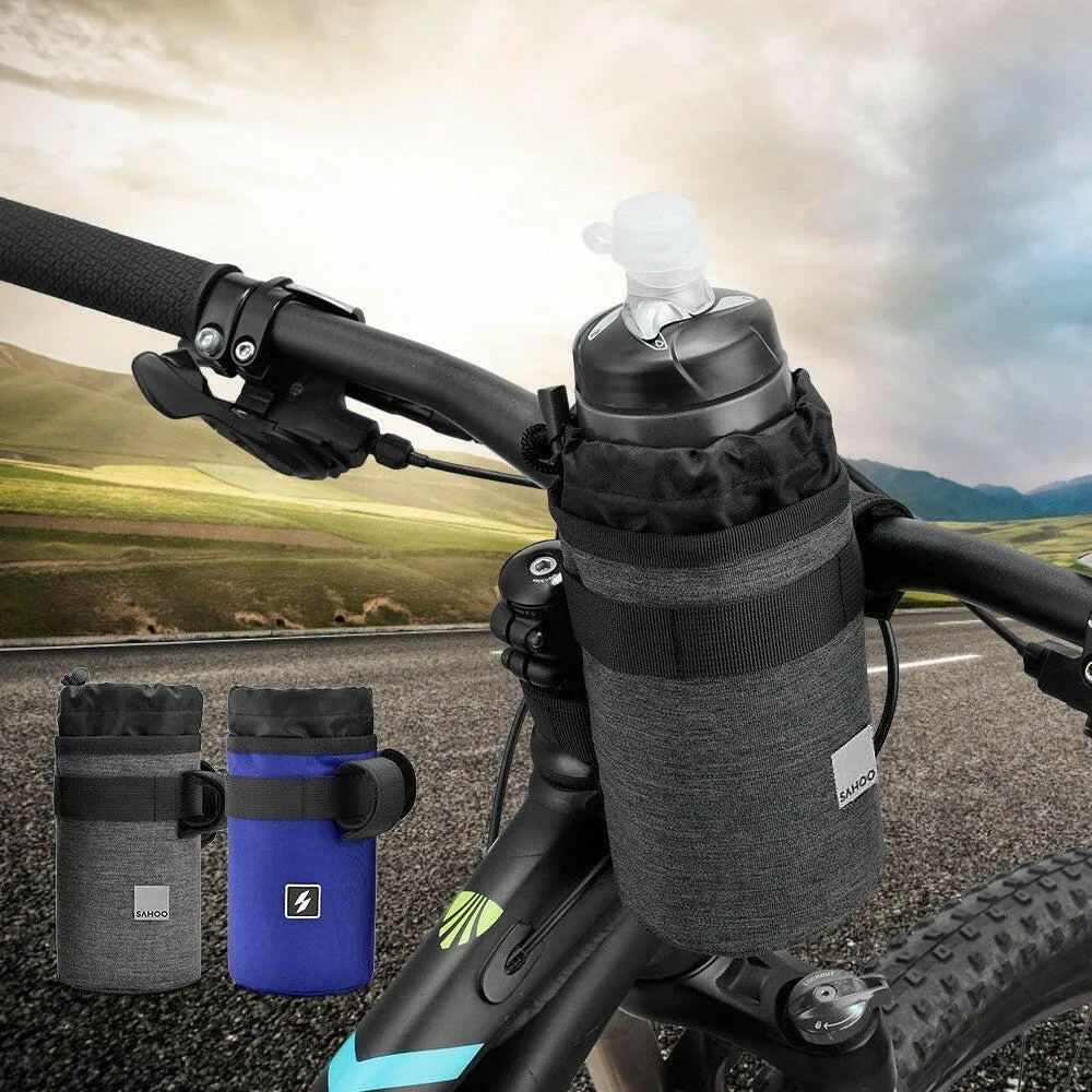 Cycling Insulated Water Bottle Pouch Drawstring Water Bottle Bag Bike Handlebar Bag