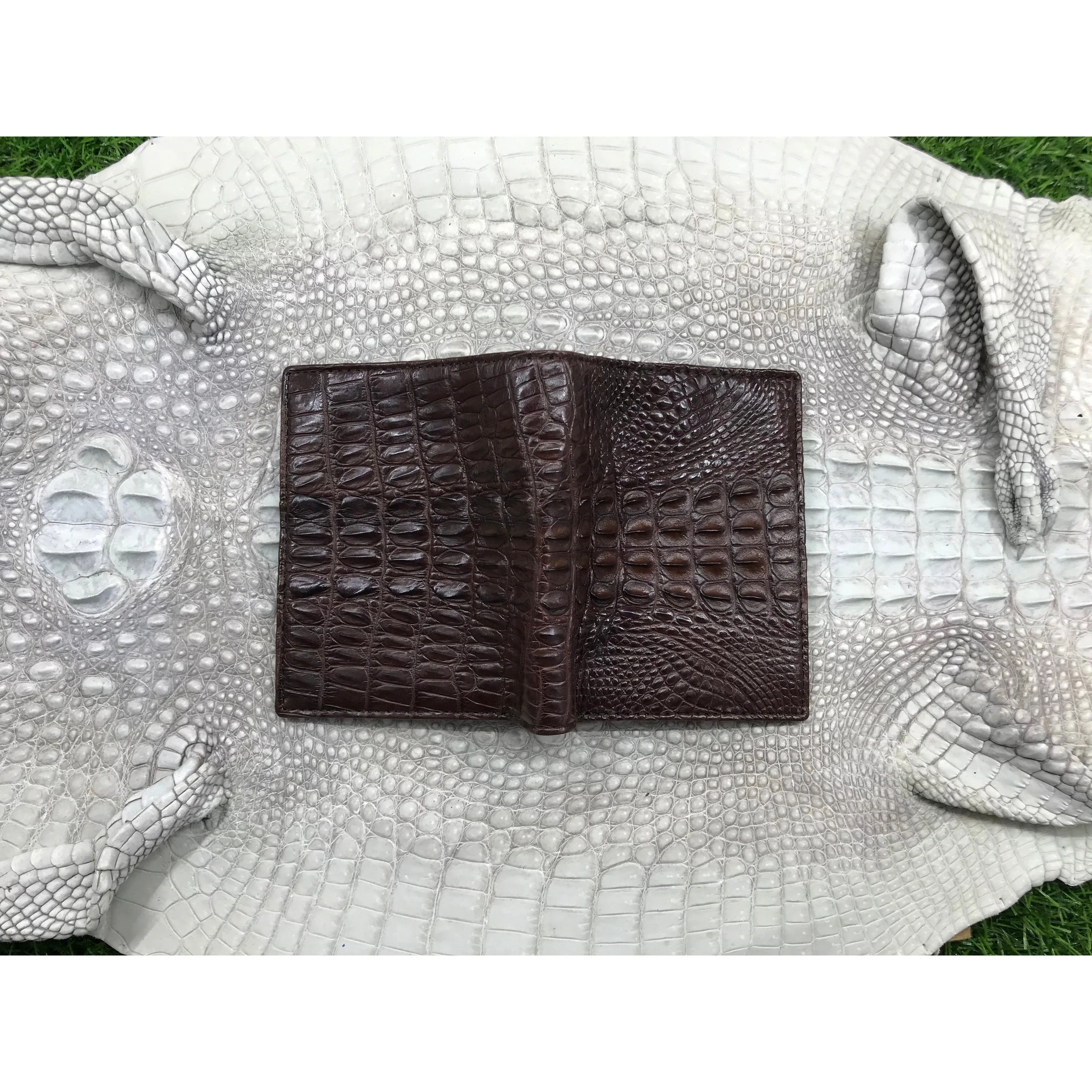 Dark Brown Alligator Skin Bifold Vertical Wallet For Men | Handmade Crocodile Leather Wallet RFID Blocking | VL5685