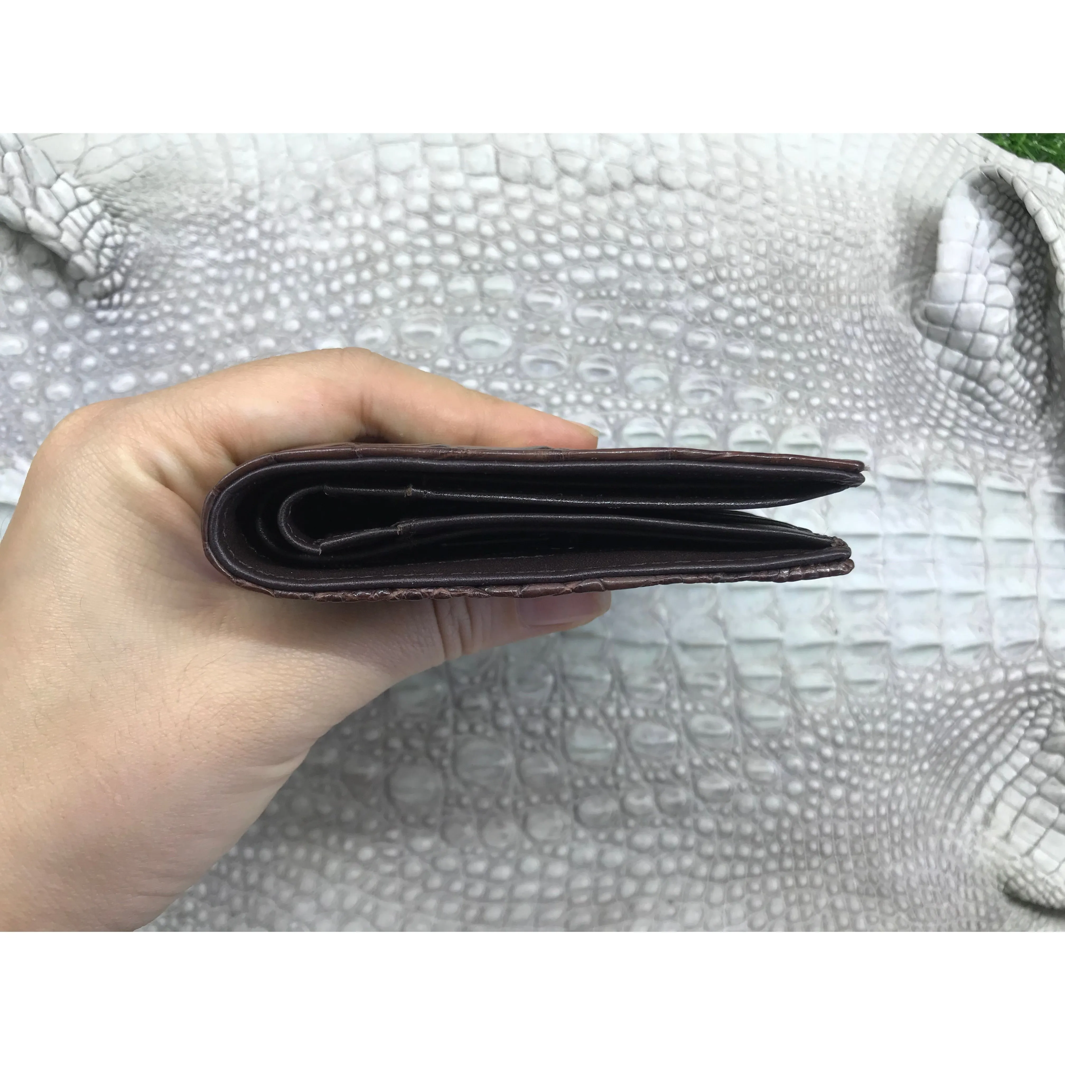 Dark Brown Alligator Skin Bifold Vertical Wallet For Men | Handmade Crocodile Leather Wallet RFID Blocking | VL5685