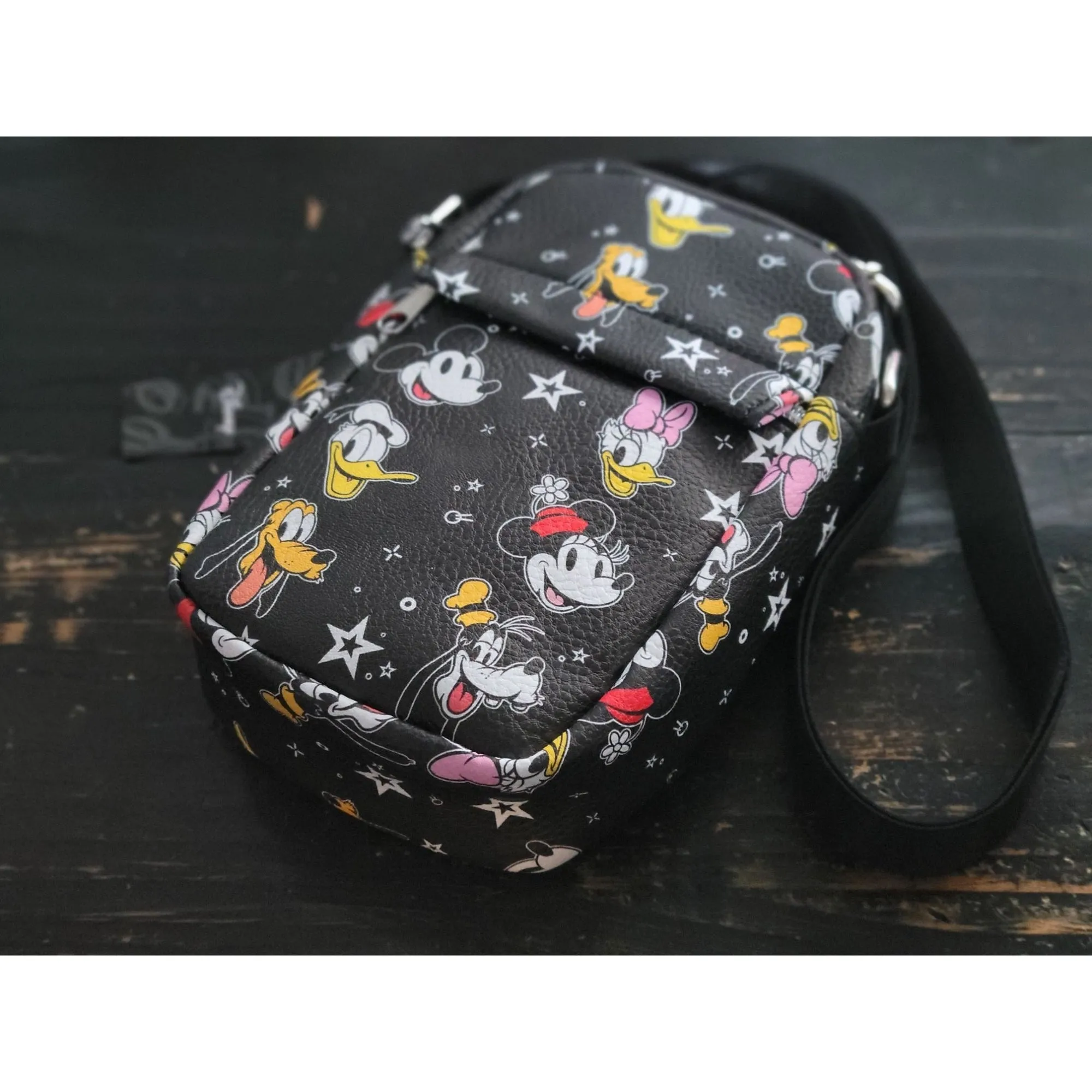 Disney World Mickey Donald Duck Black Crossbody Small Bag