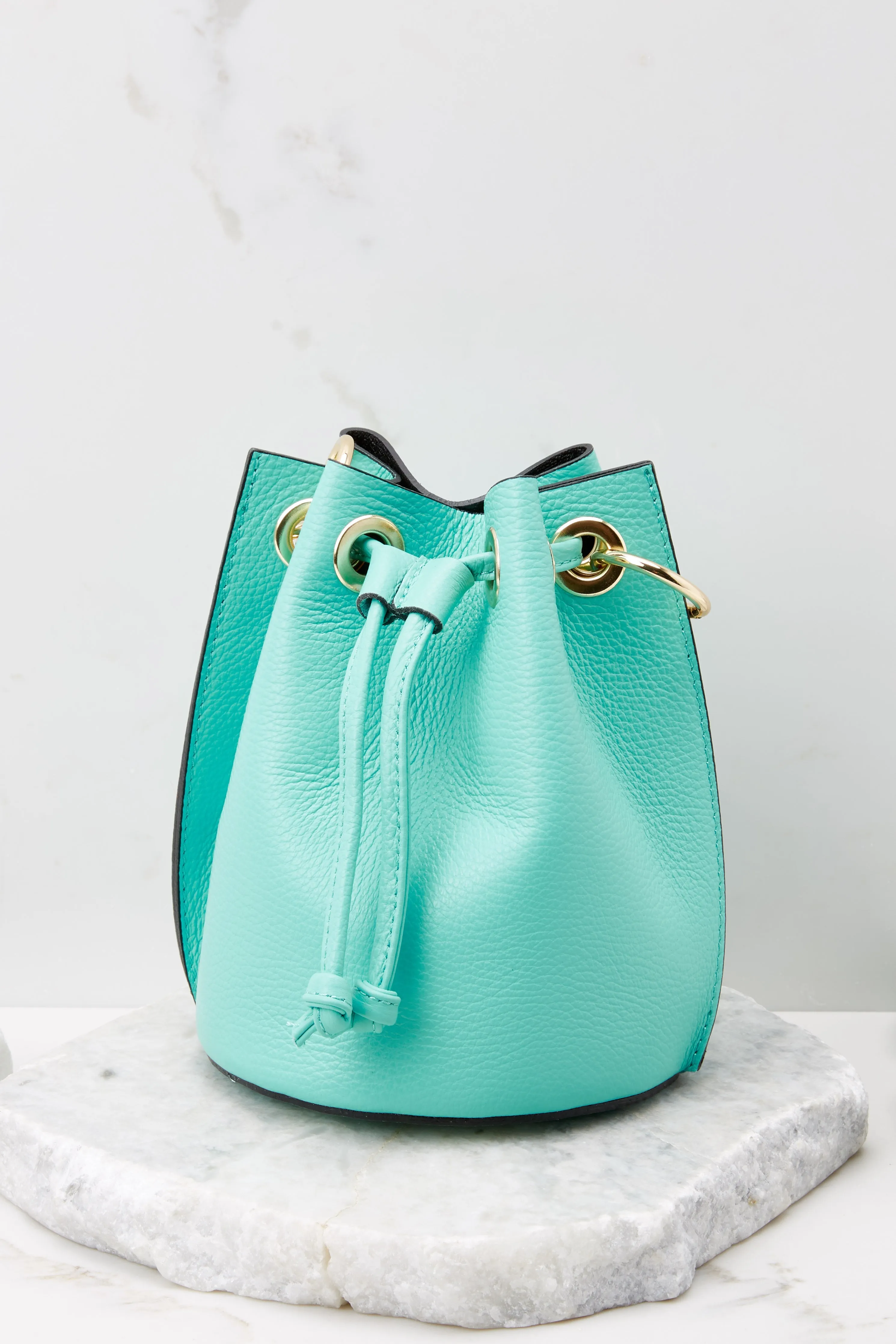 Drawn To You Aqua Blue Leather Bag