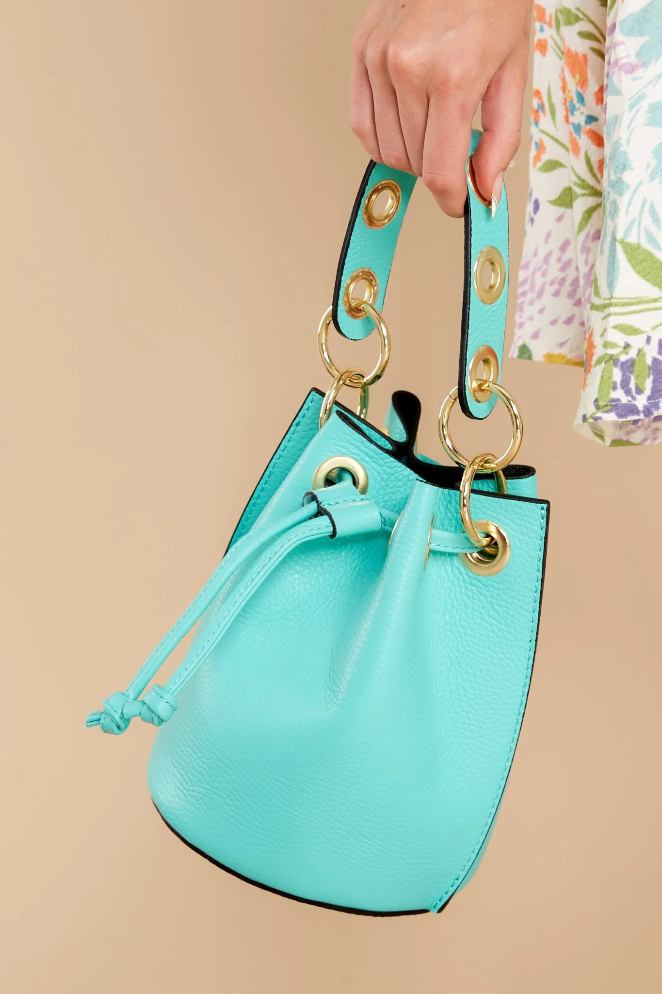 Drawn To You Aqua Blue Leather Bag