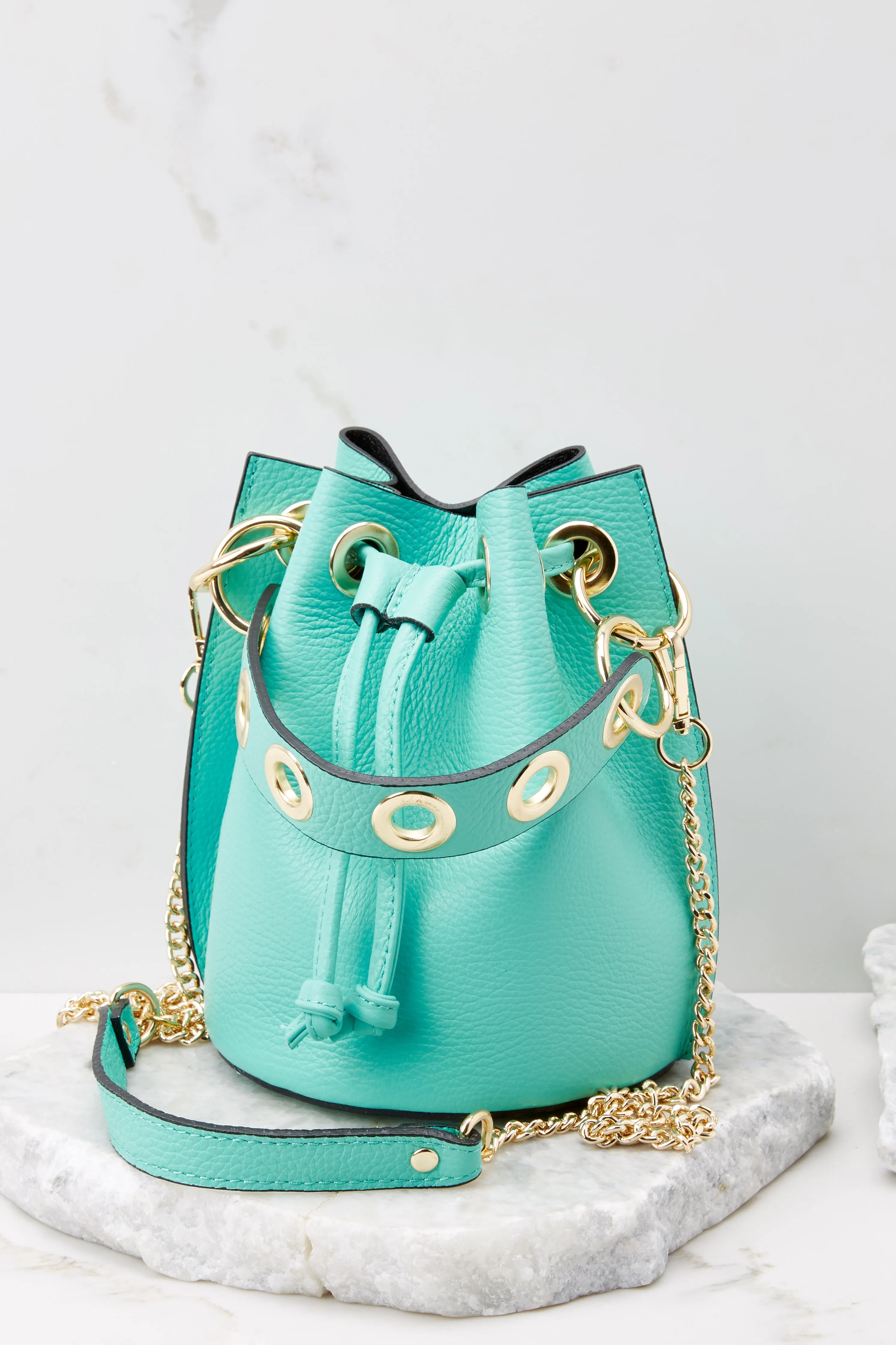 Drawn To You Aqua Blue Leather Bag