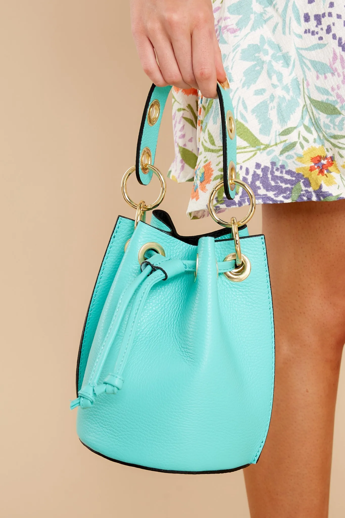 Drawn To You Aqua Blue Leather Bag