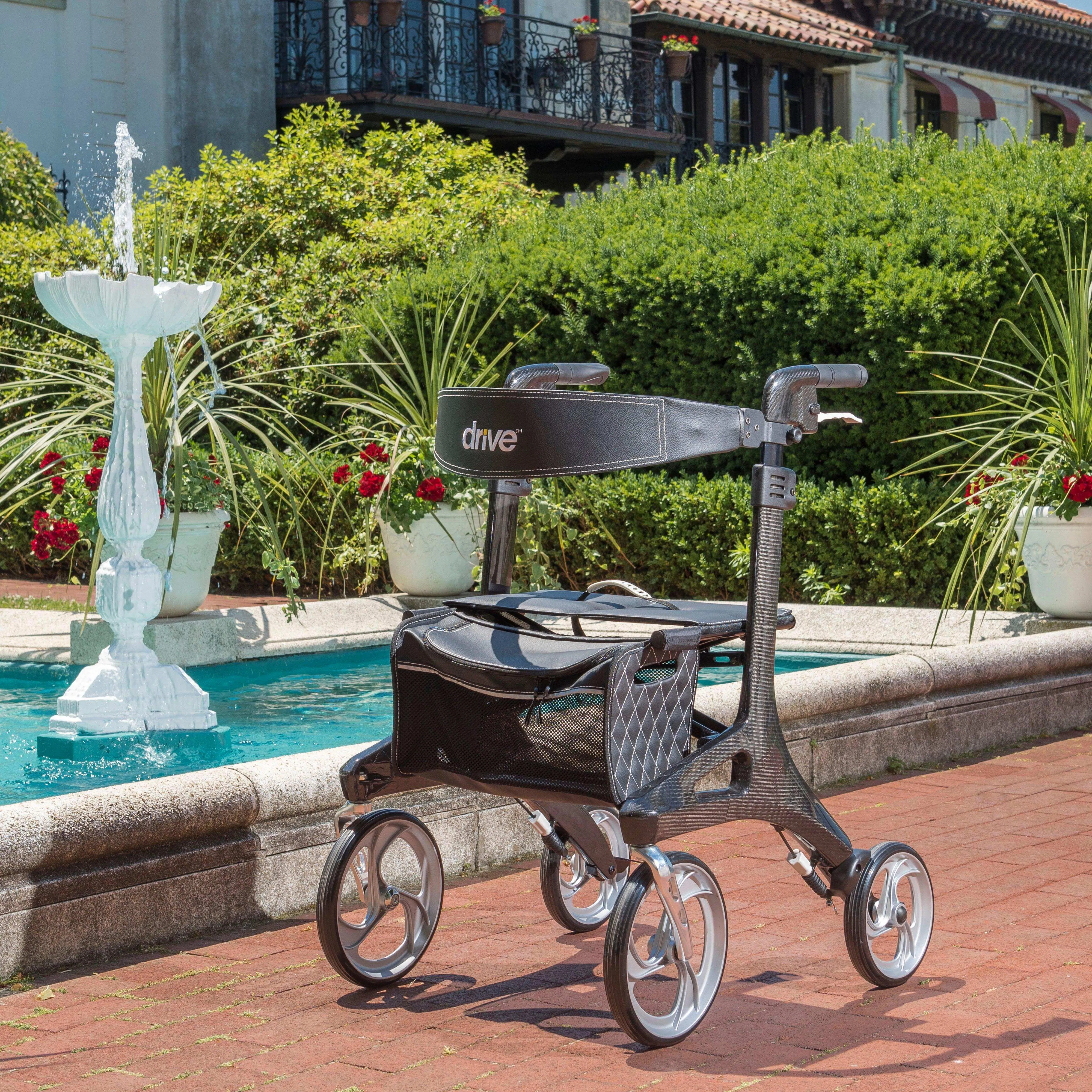 Drive Medical Nitro Elite CF Carbon Fiber Rollator Walker - Black