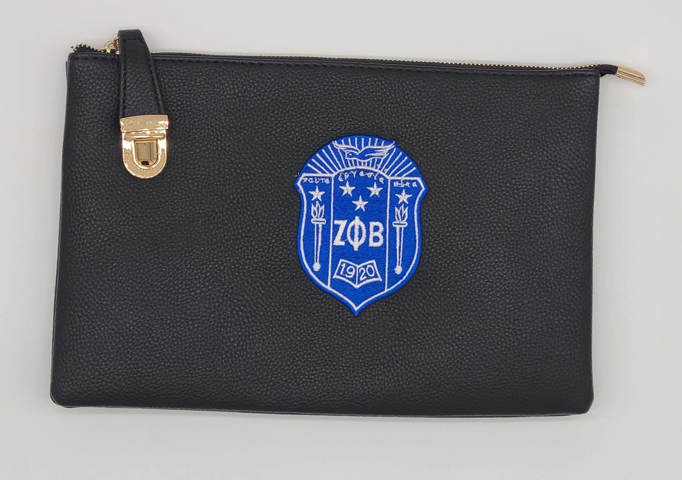 Embroidered Zeta Phi Beta Side Clasp Crossbody/Clutch