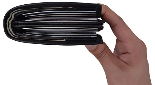 European Hipster Mens Wallet Thick Large Bifold 20 Cards and 2 ID Window, Black, one size