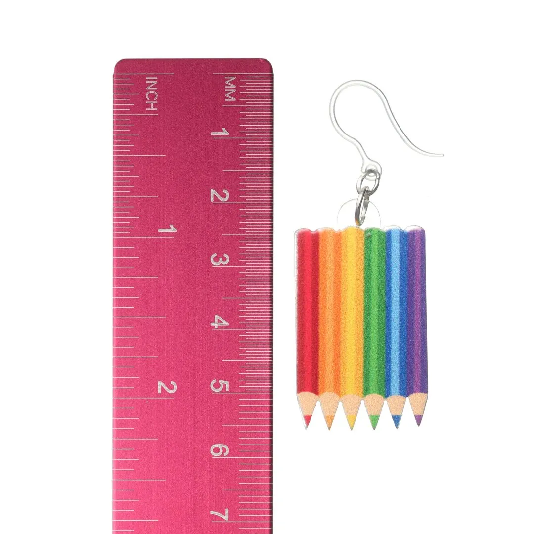 Exaggerated Colored Pencils Dangles Hypoallergenic Earrings for Sensitive Ears Made with Plastic Posts