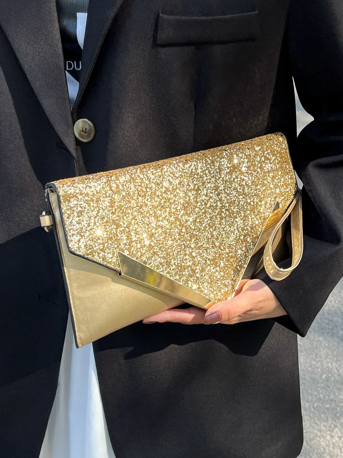 Exquisite Sequin, Shiny Glitter Metal Flap Square Evening Bag