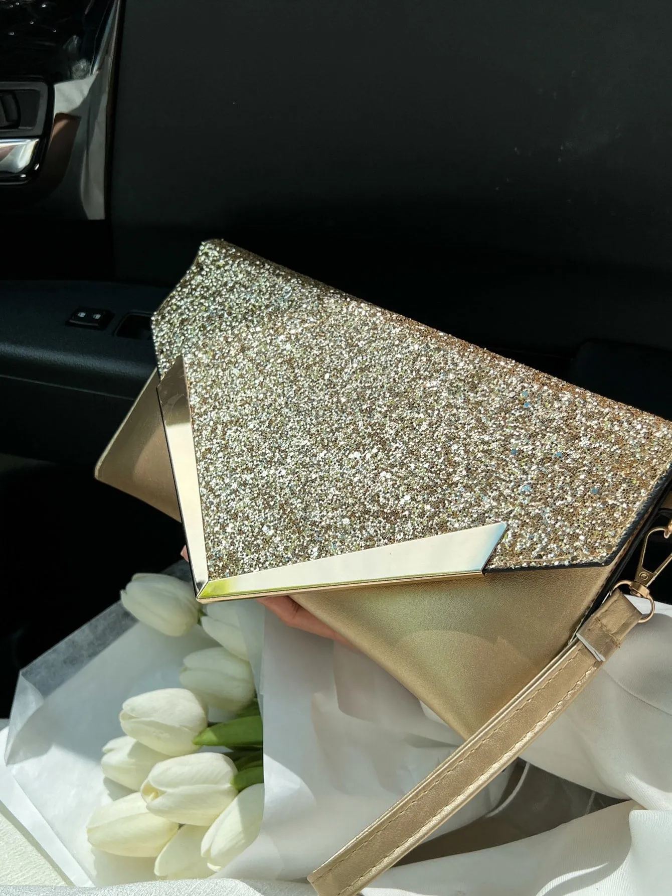 Exquisite Sequin, Shiny Glitter Metal Flap Square Evening Bag