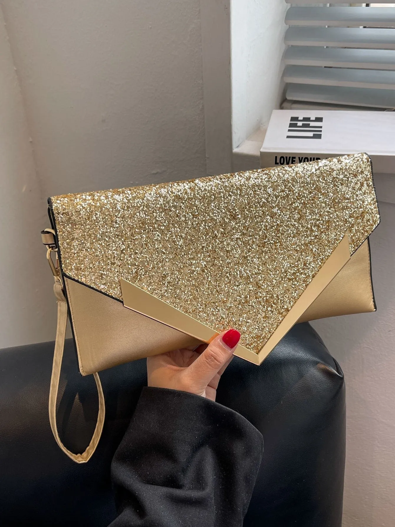 Exquisite Sequin, Shiny Glitter Metal Flap Square Evening Bag