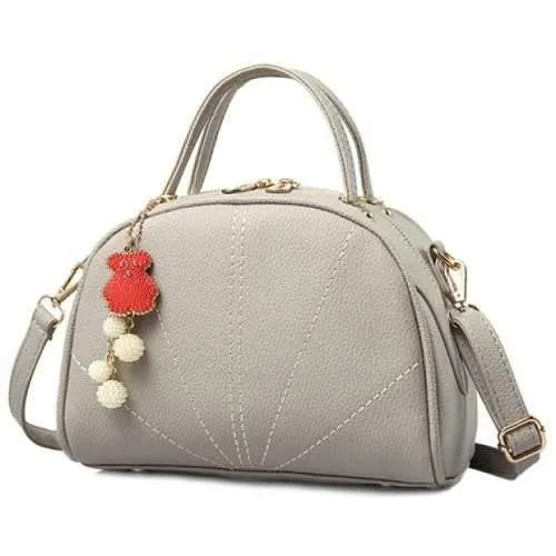 Fashionable Solid Color and Stitching Design Shoulder Bag For Women - Gray