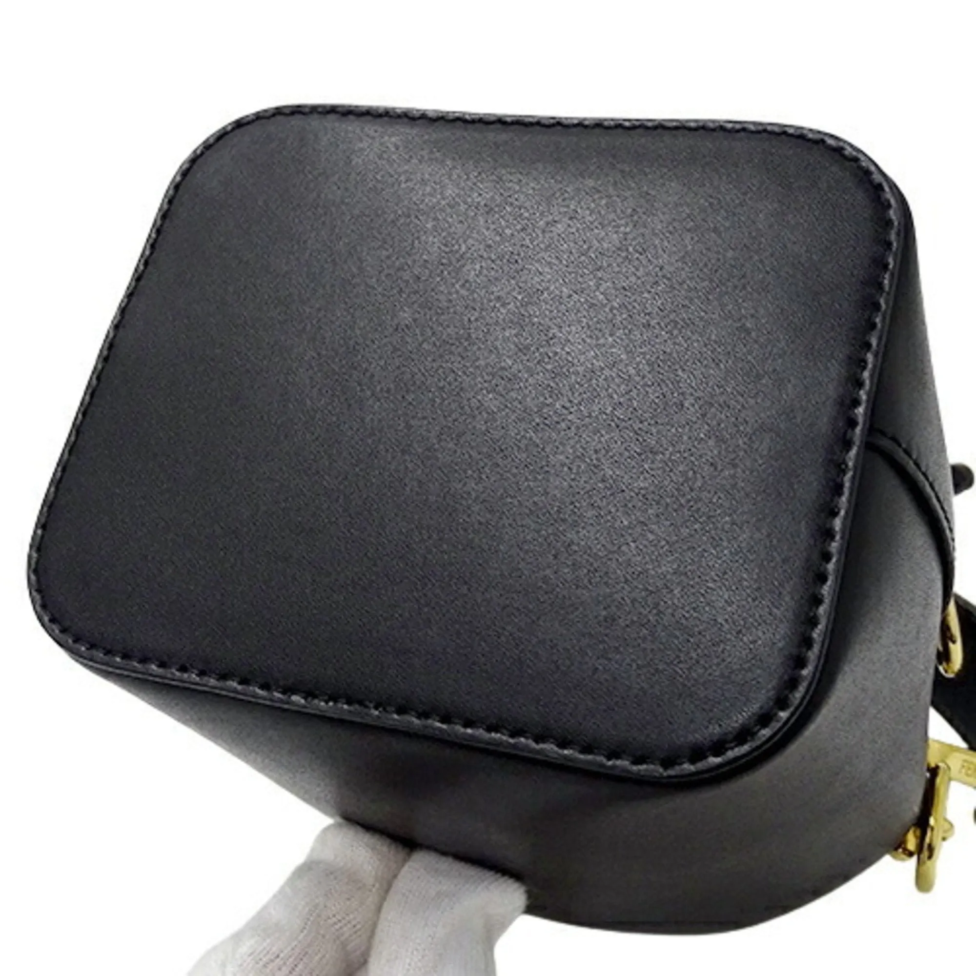 FENDI Bag Women's Handbag Shoulder 2way Mon Tresor Calf Leather Black 8BS010 Bucket Type