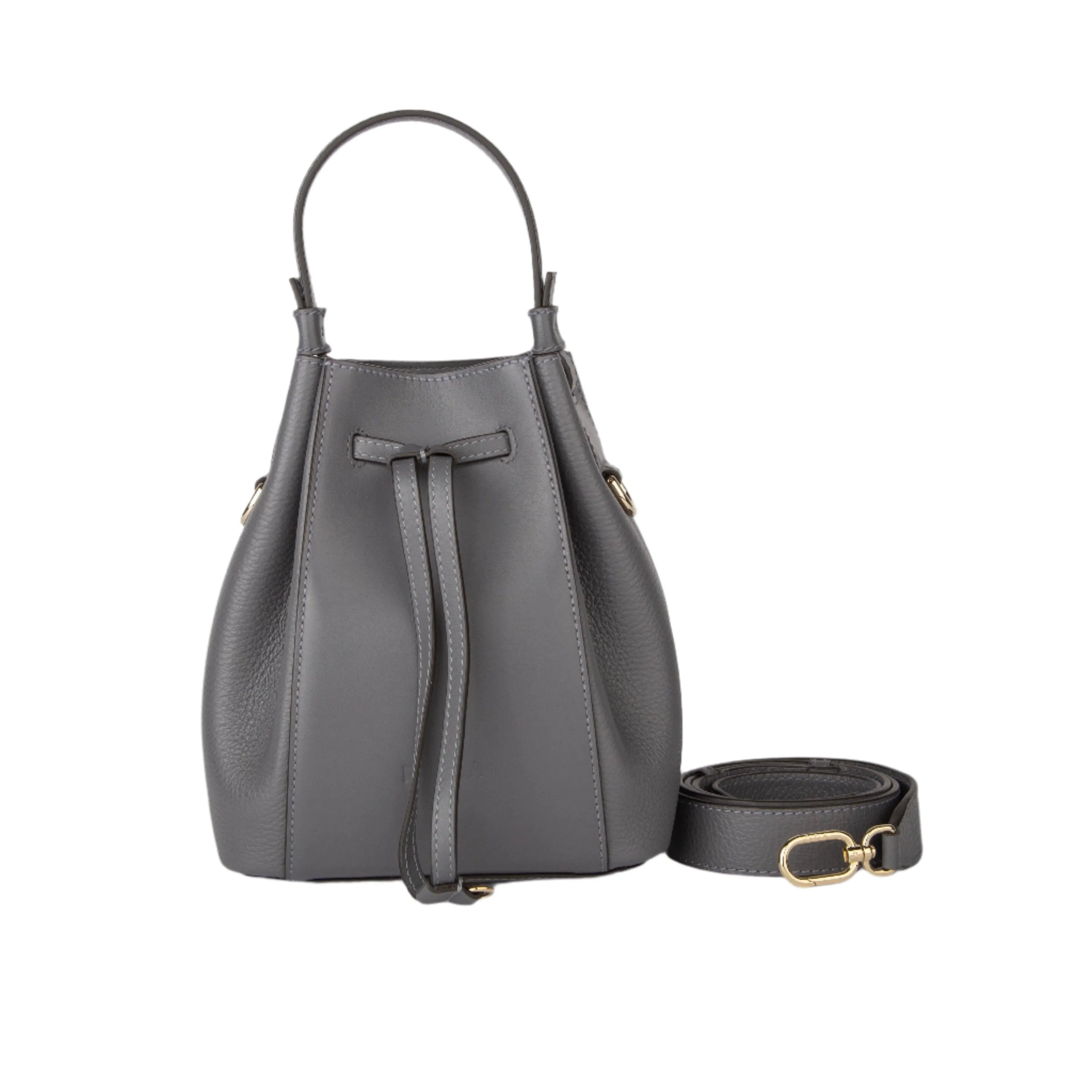 Furla Miastella Mini Bucket Bag - Vitello Roma Grey and Gold