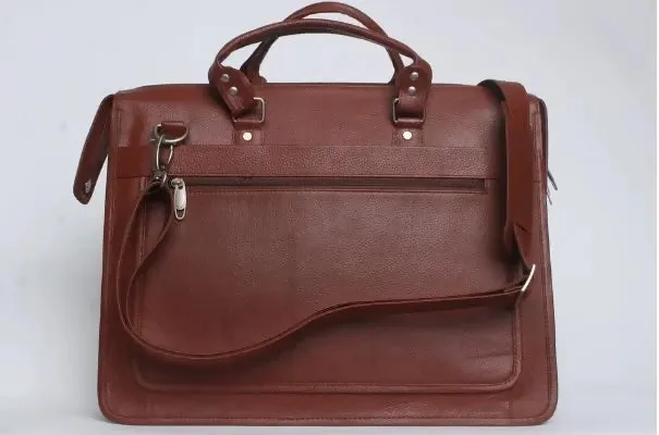 Genuine Mild Cow Leather Brown Laptop Bag