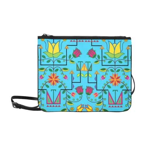 Geometric Floral Summer-Sky Blue Slim Clutch Bag