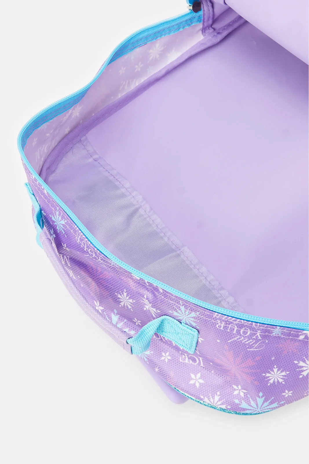 Girls Blue And Purple Frozen Trolley Bag (18 Inch)