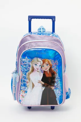 Girls Purple and Blue Frozen Forever Sisters 18" Trolley Bag