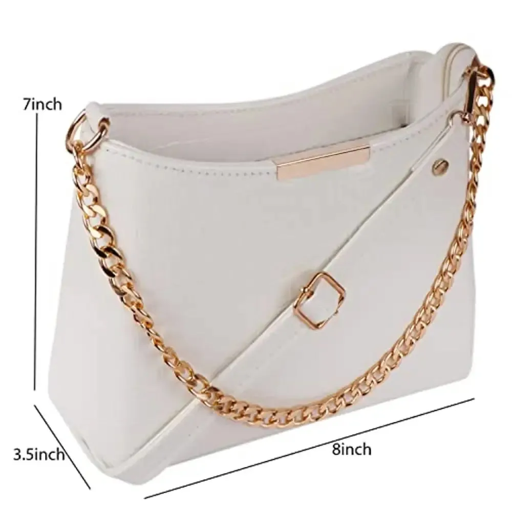 GM CREATIONS Leatherette Formal Casual Beauty Fashion Latest Stylish Shoulder Cross-body Side Sling(White)