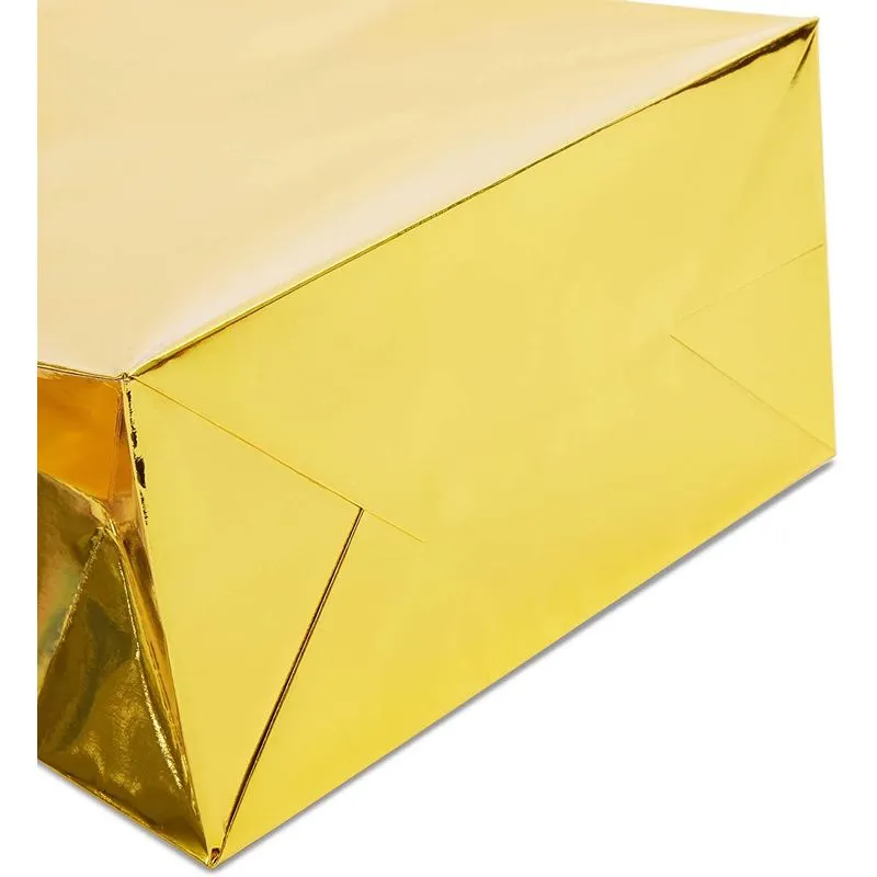 Gold Gift Bags with Handles, Small Gift Bag (9.25 x 8 x 4.25 in, 24 Pack)