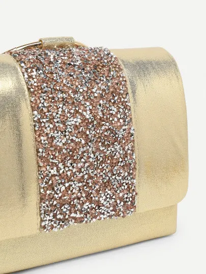 Gold glitter ring handle chain mini bag