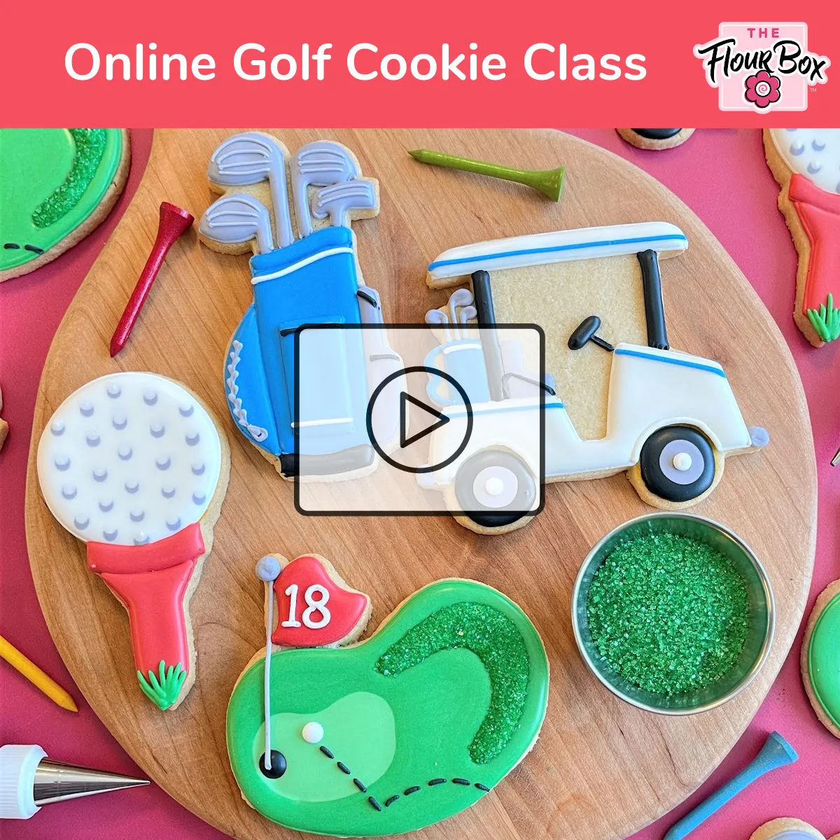 Golf Cookie Decorating Class Recording with Optional Kit