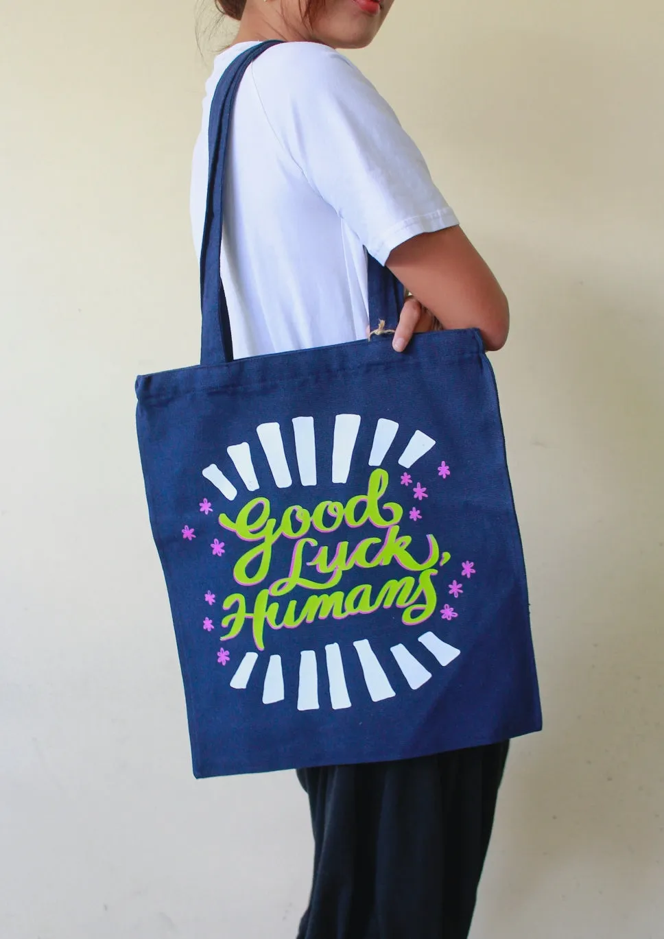 good luck, humans tote - navy blue