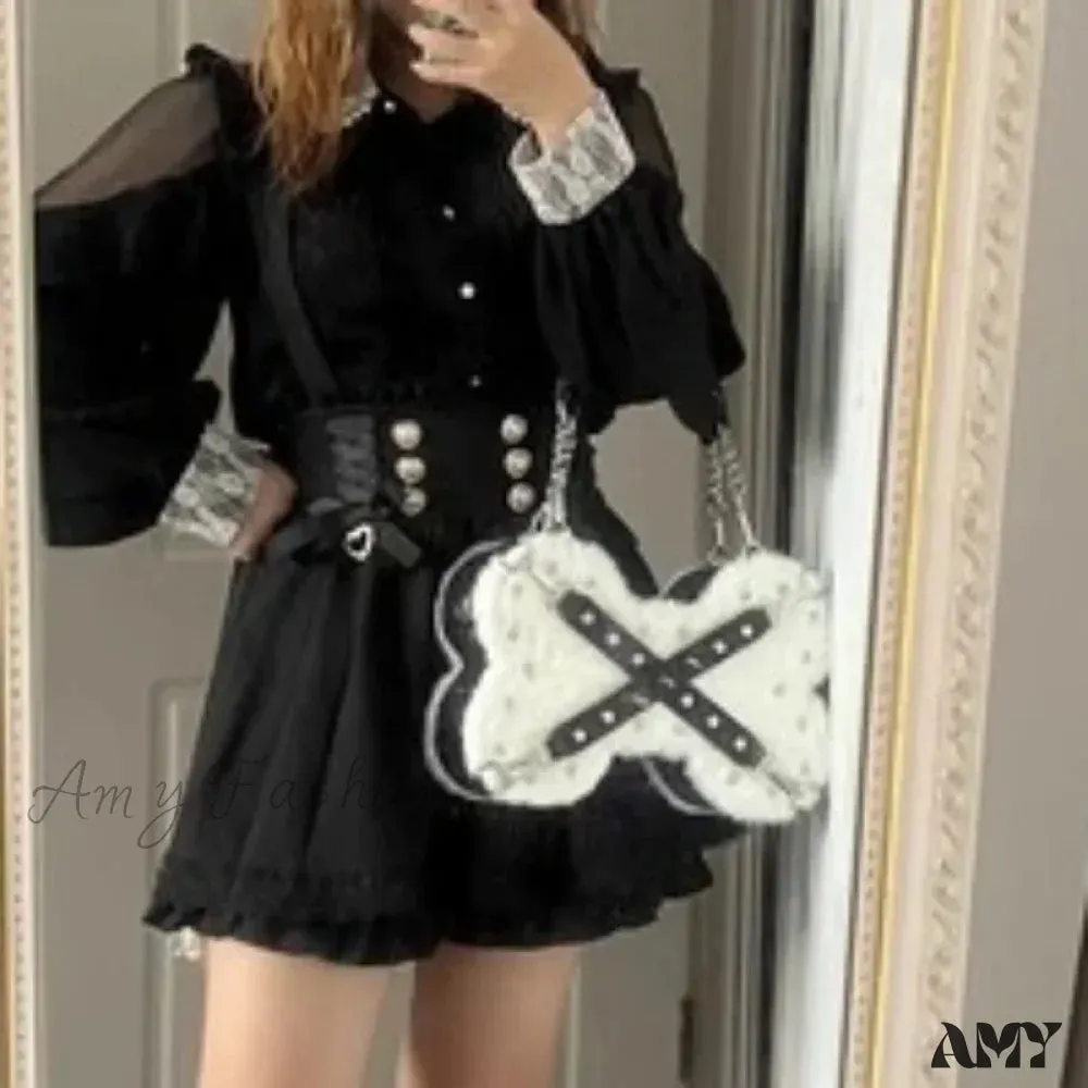 Gothic Bone Darkness Style Y2K Rivet Bag Subculture Fashion