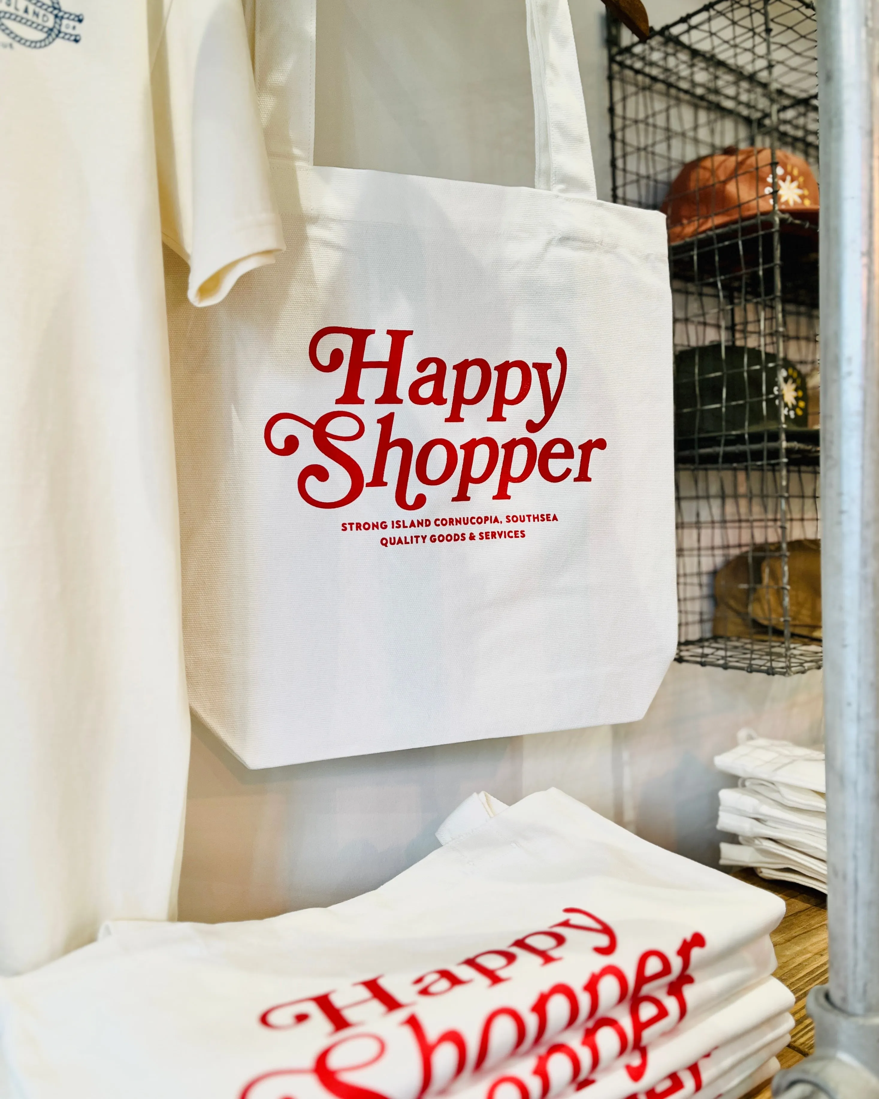 Happy Shopper // Tote Bag - White/Natural