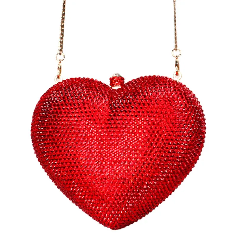 Heart Shape Silver Shine Luxury Clutch Evening Bag