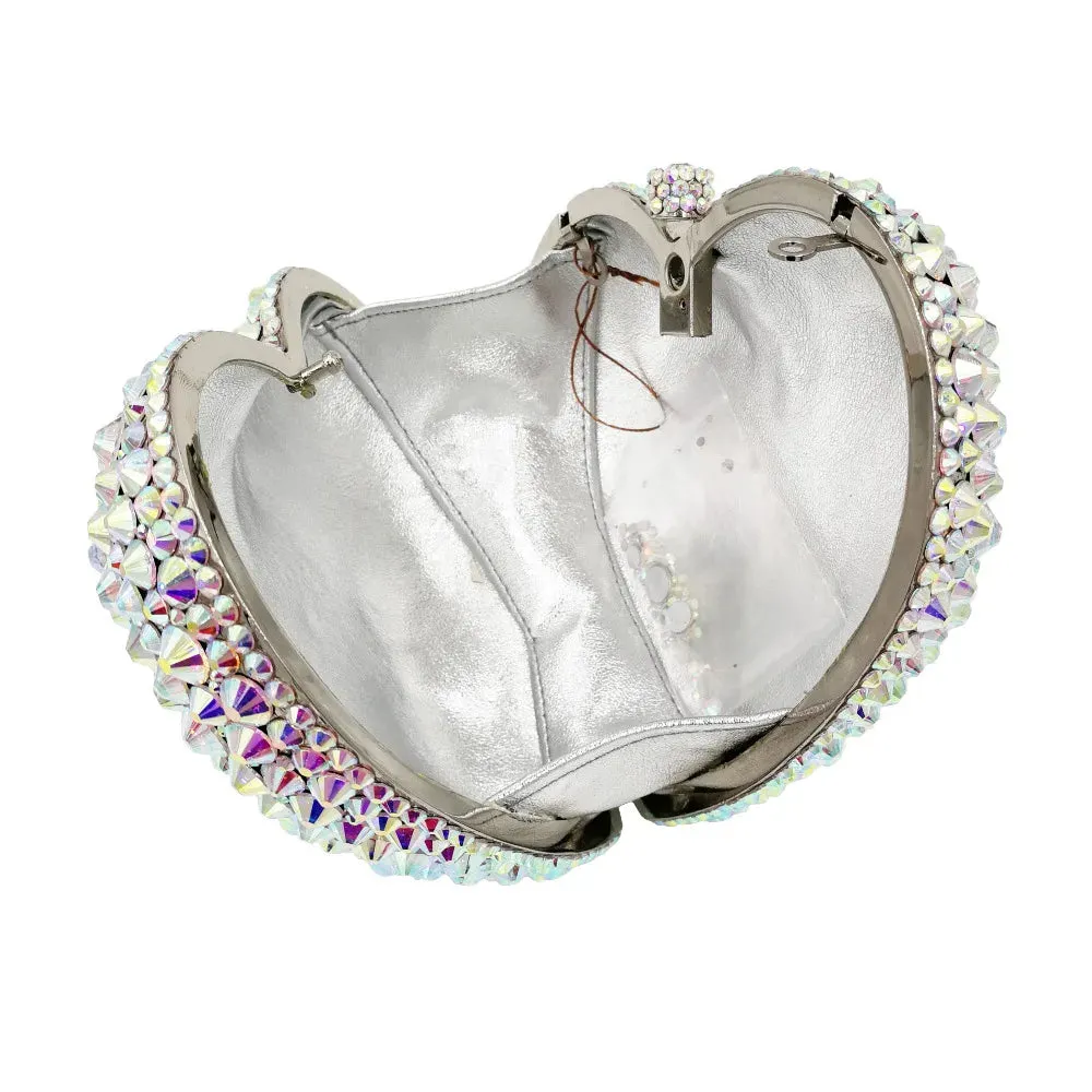 Heart Shape Silver Shine Luxury Clutch Evening Bag