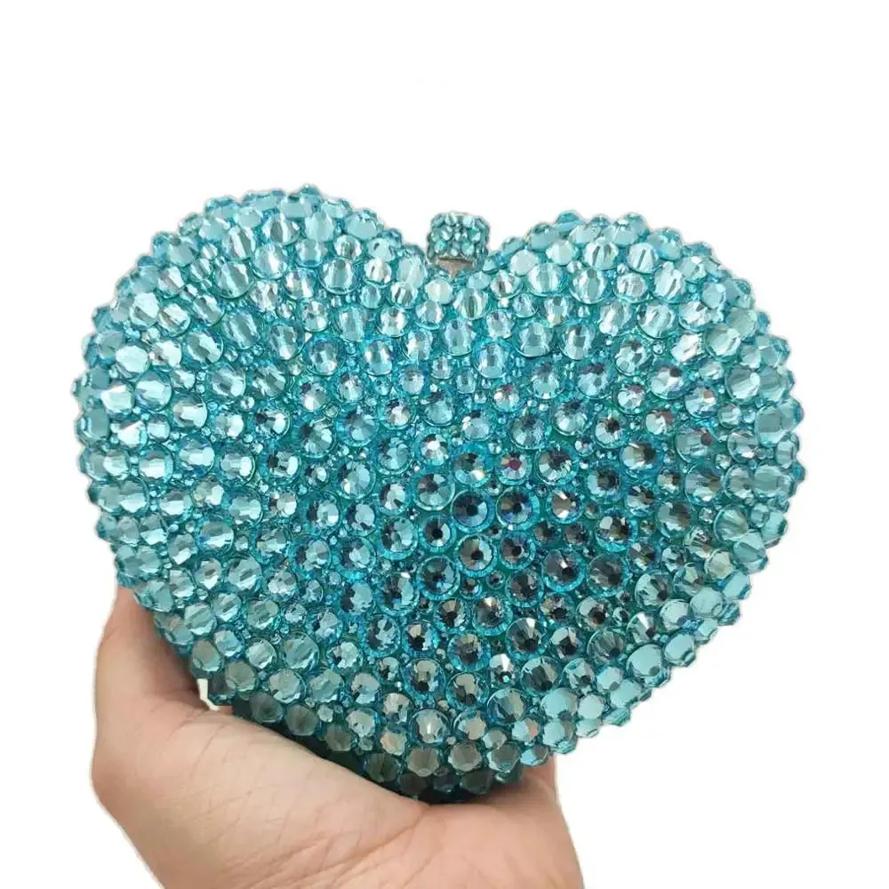 Heart Shape Silver Shine Luxury Clutch Evening Bag